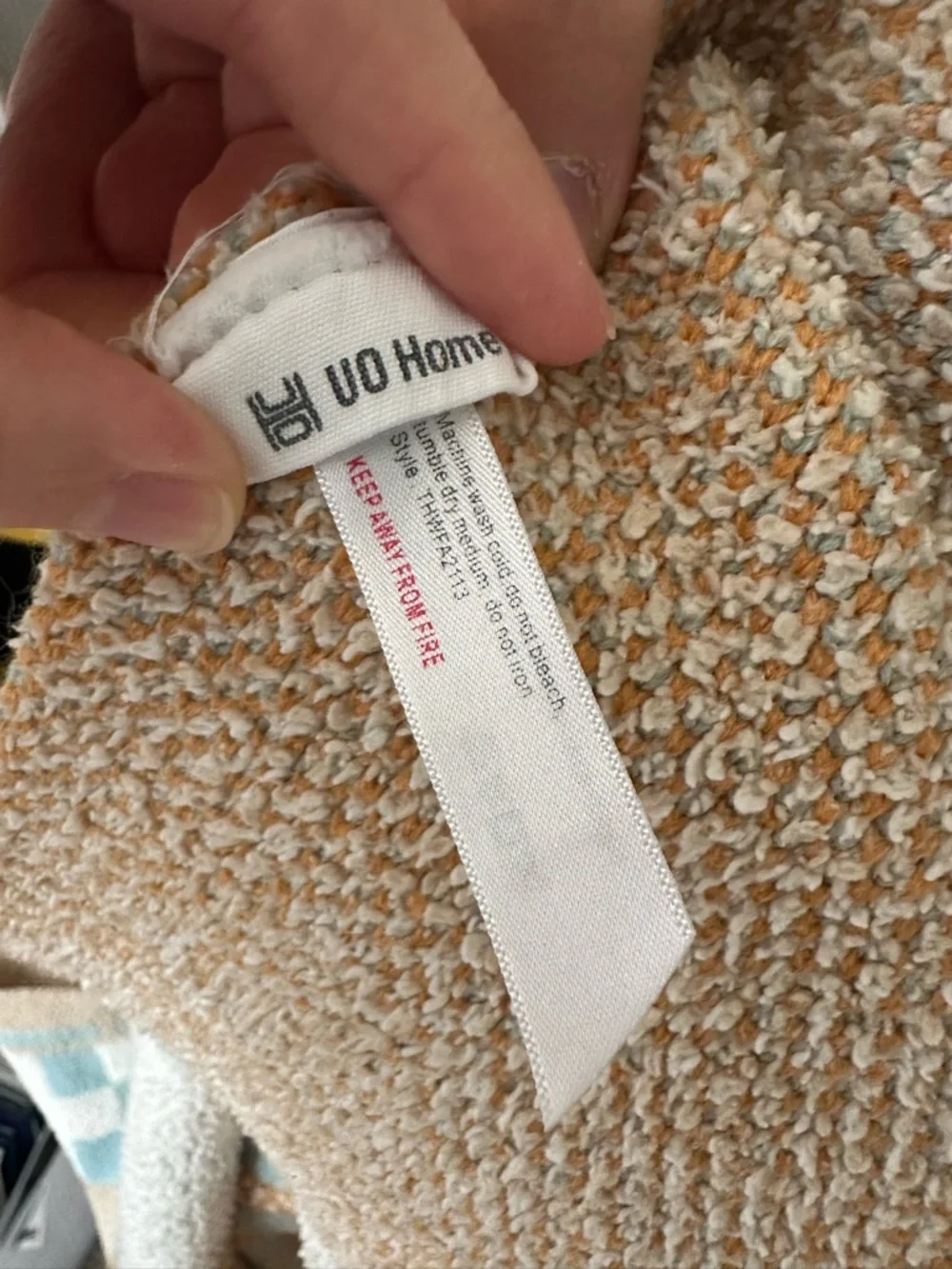 Urban Outfitters Blue, Orange & White Patterned Knit Throw Blanket - Picture 3 of 4